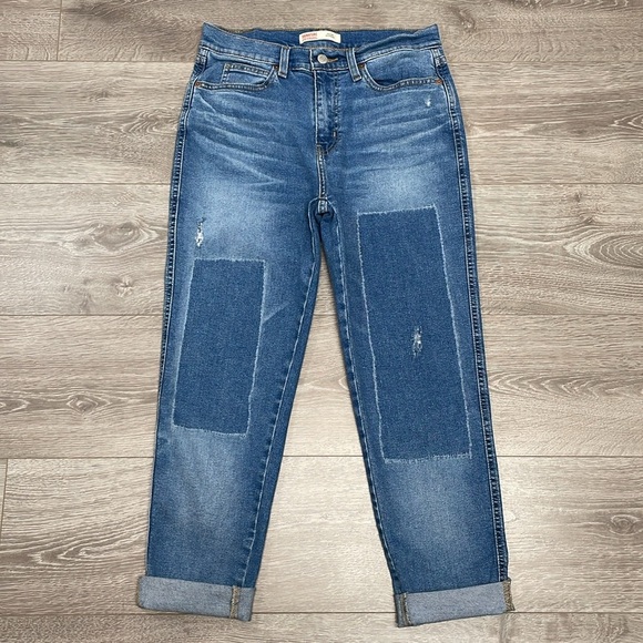 Signature by Levi Strauss Heritage Boyfriend Distressed Patch Denim Jeans 4 W27 - Picture 7 of 15